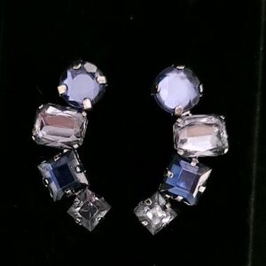 Costume Blue Crystal Crescent Earrings